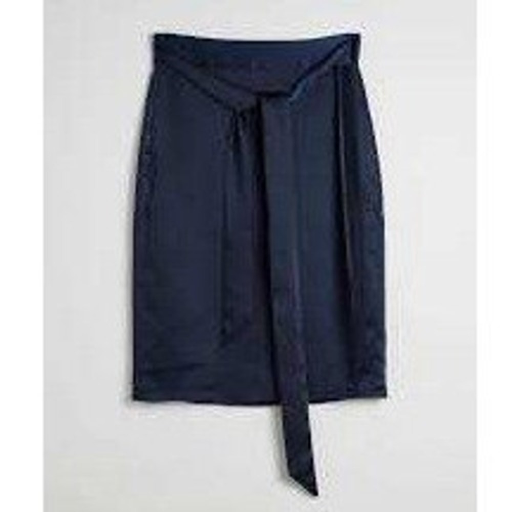 Wildfang The Empower Black Satin Wrap Midi Skirt SMALL Minimalist Academia
